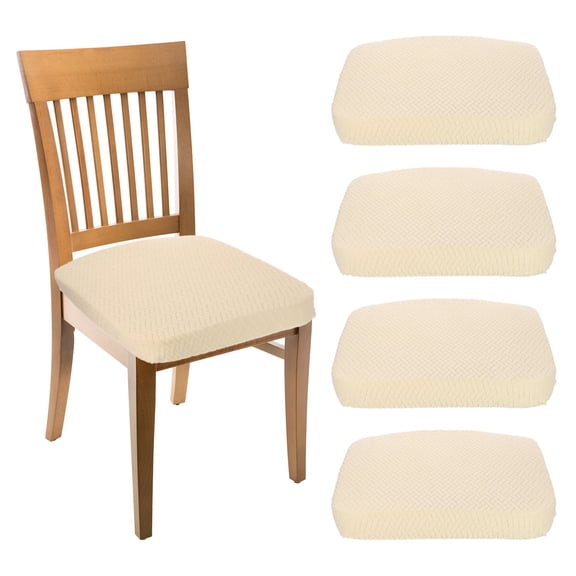 4Pack Chair Seat Covers, Chair Cushion Slipcovers, Waterproof Seat Protector for Dining Room, Kitchen, Bedroom, Beige
