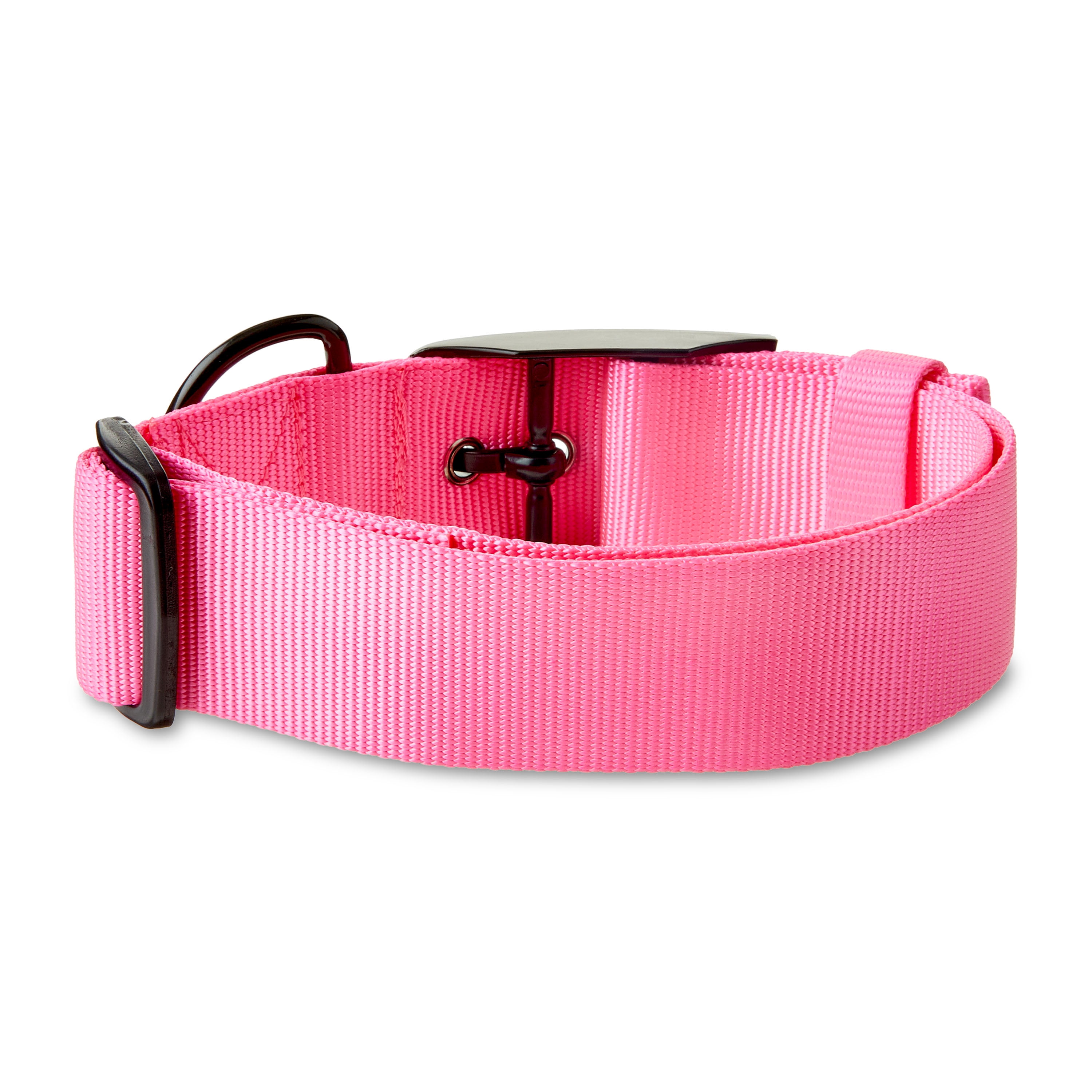 Vibrant Life Diagonal Stripe Extra Wide Adjustable Reflective Collar for Dogs, Pink & Gray, Large