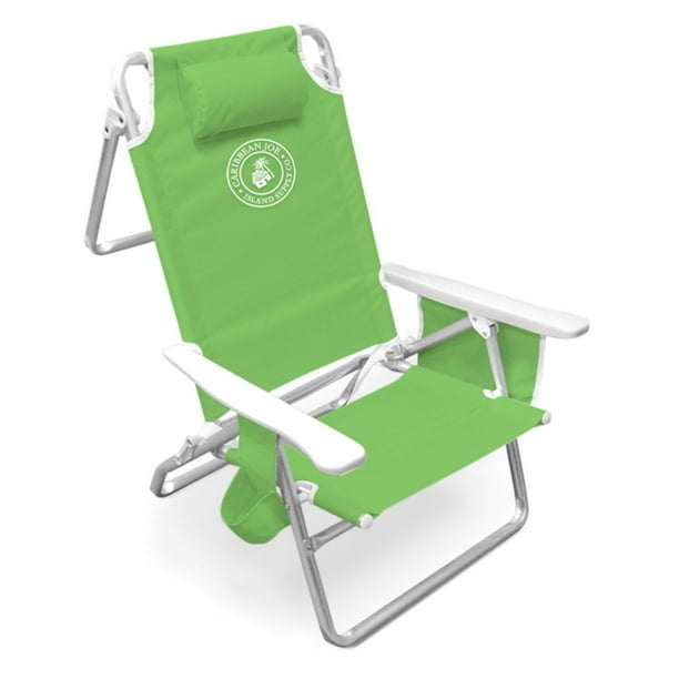 Caribbean Joe 5 Position Folding Beach Chair Green