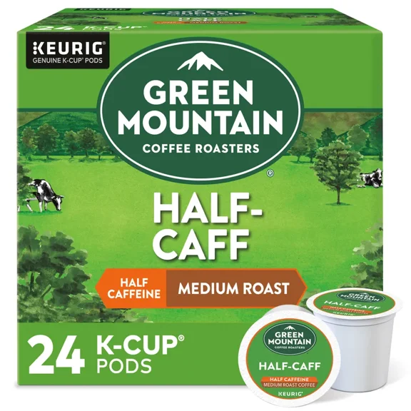 Green Mountain Coffee Roasters Half Caff Coffee, Medium Roast, 24 K-Cup Pods