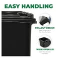 thumbnail image 5 of Outdoor Garbage Can with Lid - 32 Gallon Trash Can for Backyard, Deck, Garage - Dual Wheels, Extra Heavy-Duty, Durable Handle - Versatile Home & Storage Container - Black, 2-Pack, 5 of 7