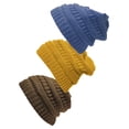 thumbnail image 1 of Bonnet Tricoté pour Femmes Lot de 3 - Moutarde/denim Foncé/marron, 1 of 1