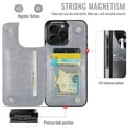 thumbnail image 3 of For iPhone 15 Pro Max Wallet Case with Card Holder, PU Faux Leather Kickstand Card Slots Case, Double Magnetic Clasp and Durable Shockproof Cover, 3 of 8