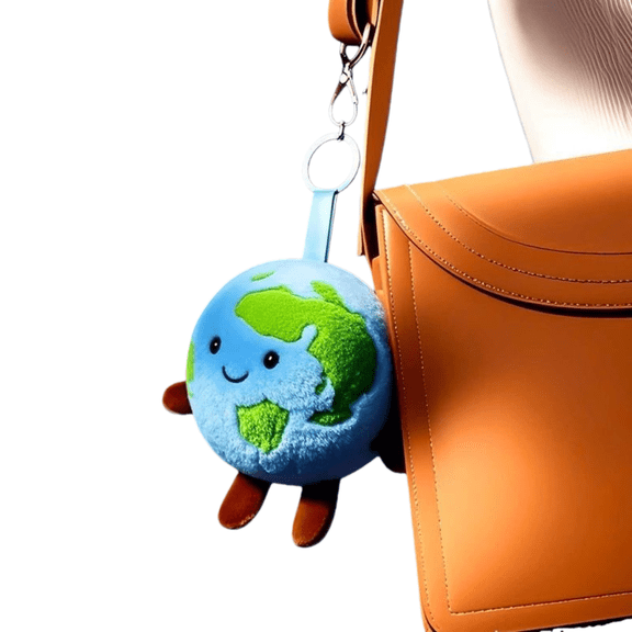 Plush Earth Toy with Clip, Soft Stuffed Planet Keychain Hanger, Cute Bag Backpack Charm