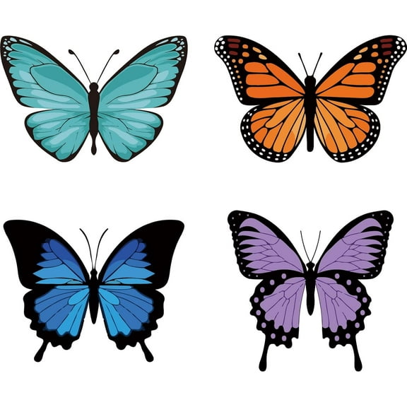 4Pcs Butterfly Window Decals Static Glass Sliding Door Sticker Clings Vinyl Alert Film Bedroom Bathroom Spring Animal Anti-Collision Decals for Prevent Stop Birds Dogs Pets Strikes colorful
