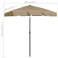 thumbnail image 3 of vidaXL Beach Parasol Taupe Polyester Large Tiltable Beach Parasol, 3 of 7