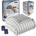 thumbnail image 2 of Thermee Micro Flannel Heated Blanket With Sherpa Back, King Size, 10-Setting Electric, Programmable, Ultra-Soft Throw, Fast Heating Thermal - City Stripe, 2 of 4