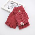 thumbnail image 2 of Otqutp Convertible Mittens Kids Knitted Warm Fingerless Gloves Toddler Cute Gloves with Mitten Cover for Boys Girls Over 12 Years(Red,One Size), 2 of 2