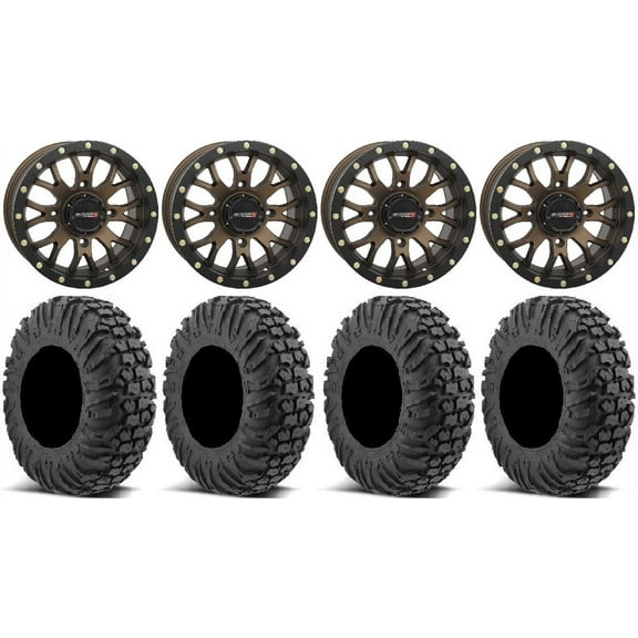 System 3 ST-3 Bronze 15" Wheels 30" MotoVator Tires Can-Am Commander Maverick Renegade Outlander Defender