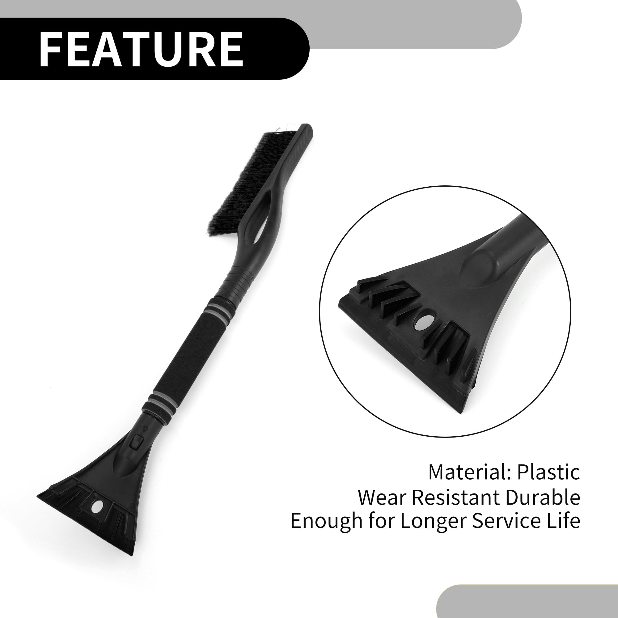 Unique Bargains Car Ice Scraper Brush with Broom - SUV Snow Frost Remover Black