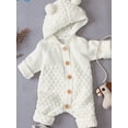 thumbnail image 5 of Dewadbow Newborn Baby Boy Girl Bear Ear Knit Romper Hooded Wool Sweater Jumpsuit, 5 of 6