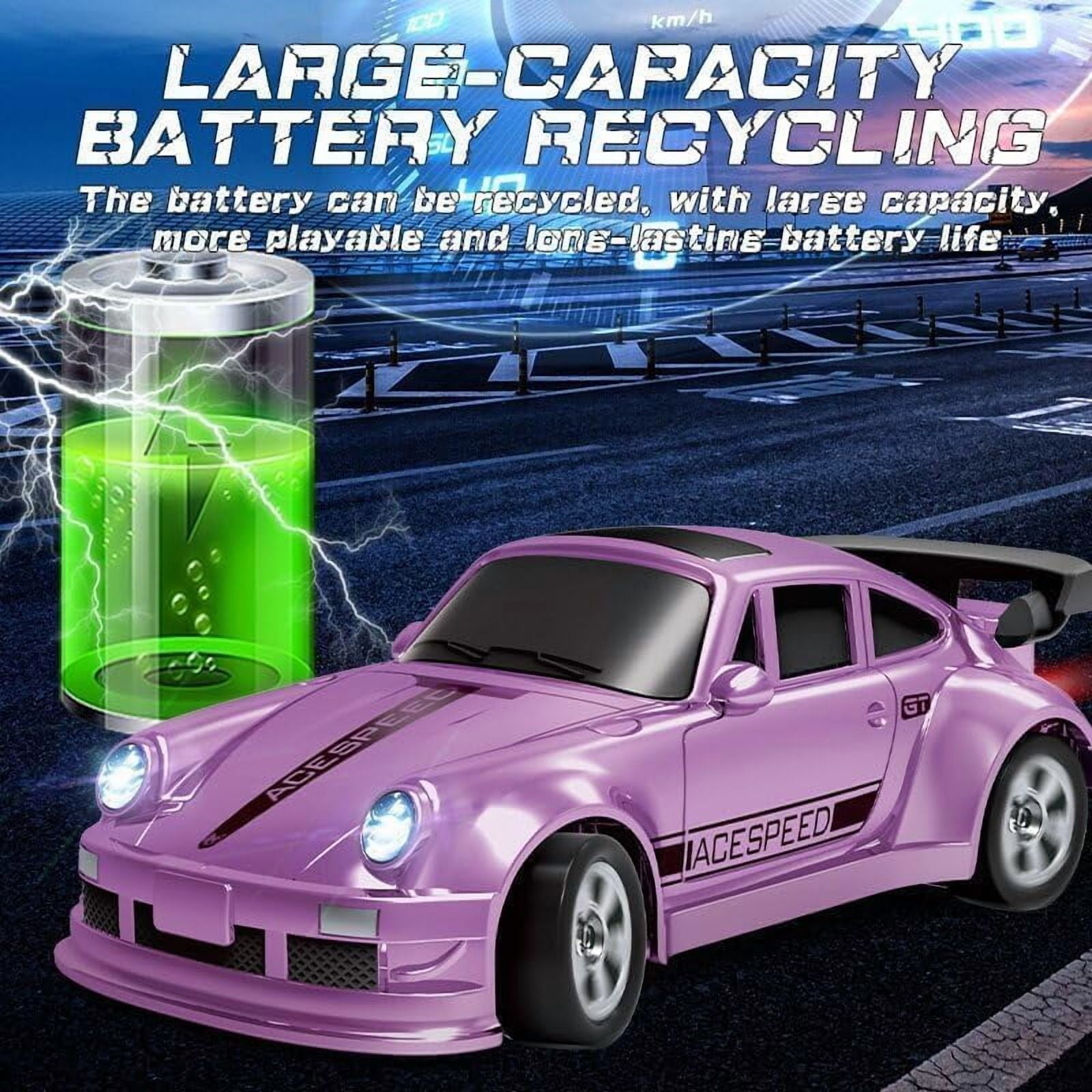 Skidboiz Remote Control Cars, Mini RC Drift Car, 2.4ghz Stunt Drifting RC Toys with 2-Speed Modes, 1:64 Scale USB Rechargeable with Led Lights (A)
