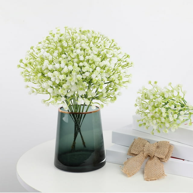 Ramo de Flores Artificiales - Tallos Falsos de Flor de Plástico con Gypsophila Blanca 29x12cm para Centros de Mesa de Boda, Decoración del Hogar, Hoteles, Decoración Interior y Exterior