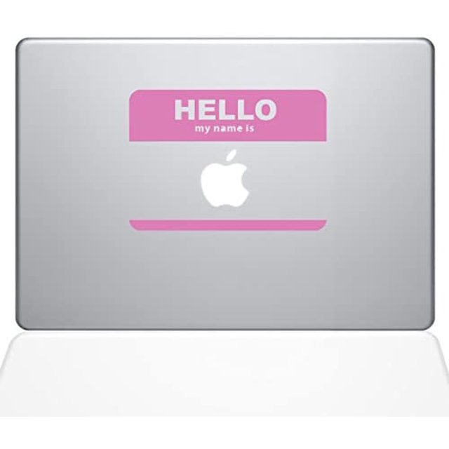 The Decal Guru Name Tag MacBook Decal Vinyl Sticker - 13" MacBook Pro (2016 & Newer) - Pink (1135-MAC-13X-BG)