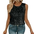thumbnail image 6 of BLCHUNen Womens Tops Sequin Sleeveless Crew Neck Lightweight Sparkly Shiny Party Business Work Dressy Blouses, 6 of 9