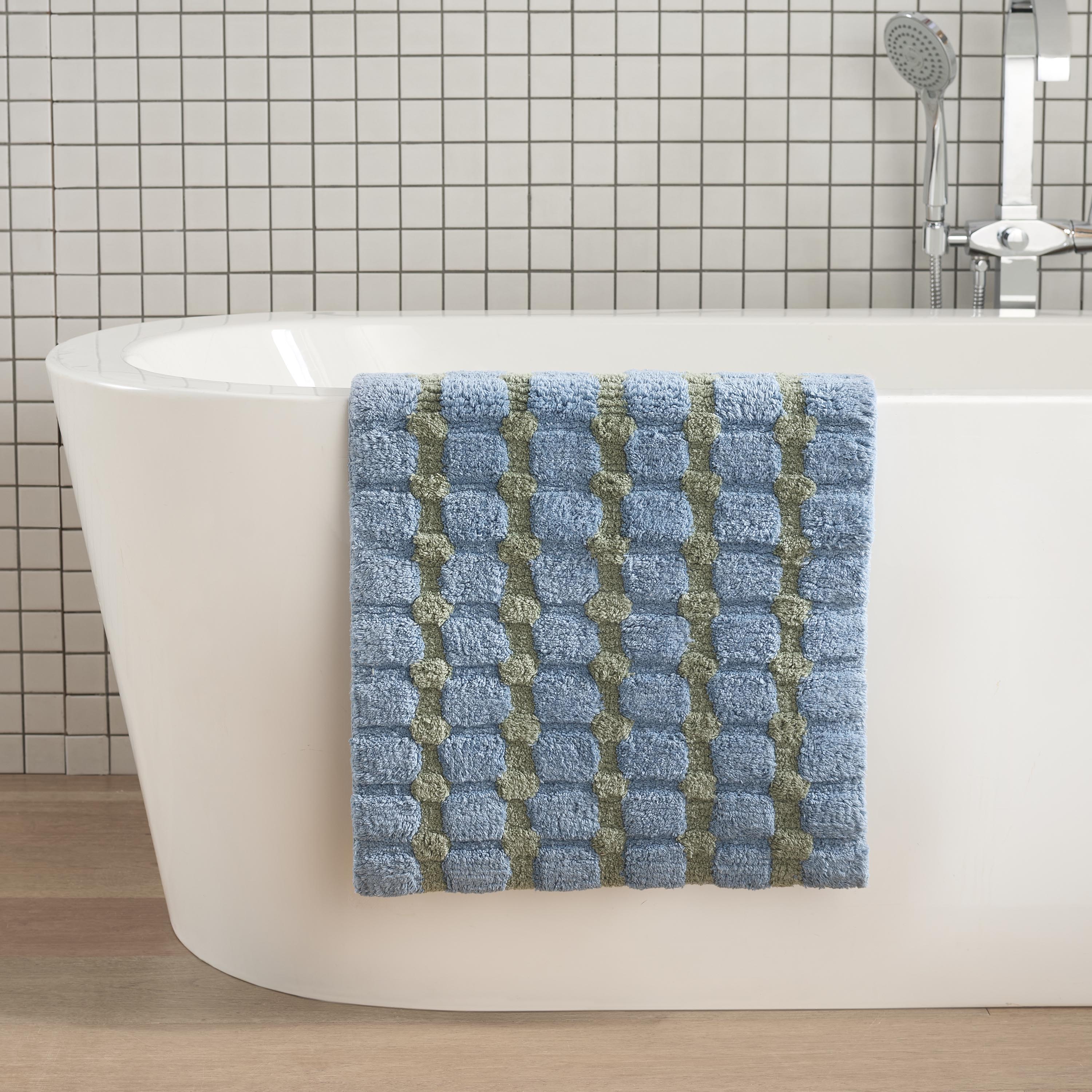 Martex Expression Sculpted Bath Rug, Sky Blue/Sage