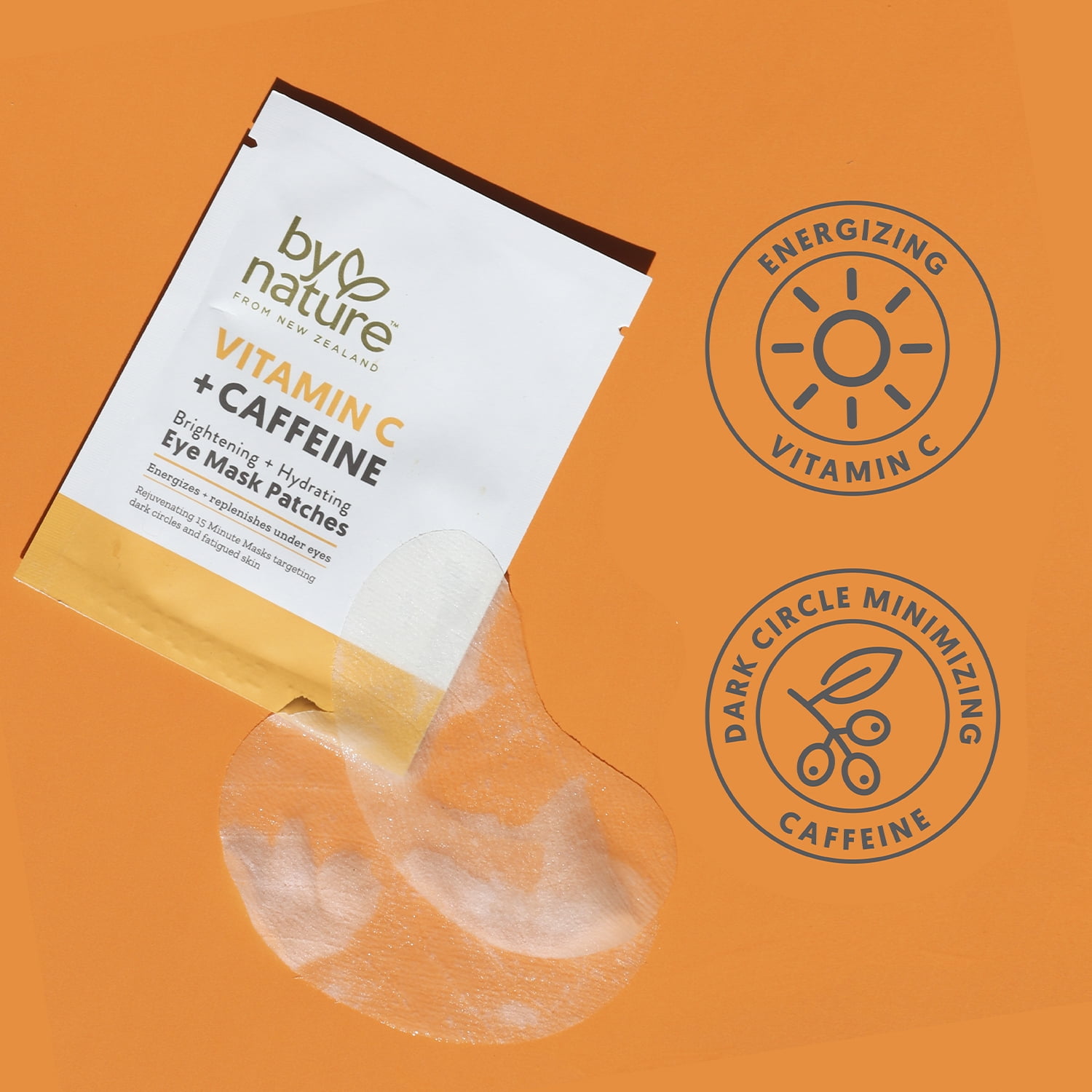 By Nature From New Zealand Vitamin C & Caffeine Eye Mask Patches Brighten & Hydrate Dry & Dull Skin