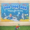 PAKBOOM Happy Birthday Backdrop Banner Background - Shark Birthday Decorations Party Supplies for Boys Girls - 3.9 x 5.9ft
