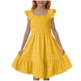thumbnail image 1 of Cinvoph Robes pour Filles de 3 à 14 Ans, Robe Plissée à Manches à Volants en Dentelle, Robe d'Été Décontractée pour Enfants, 1 of 8