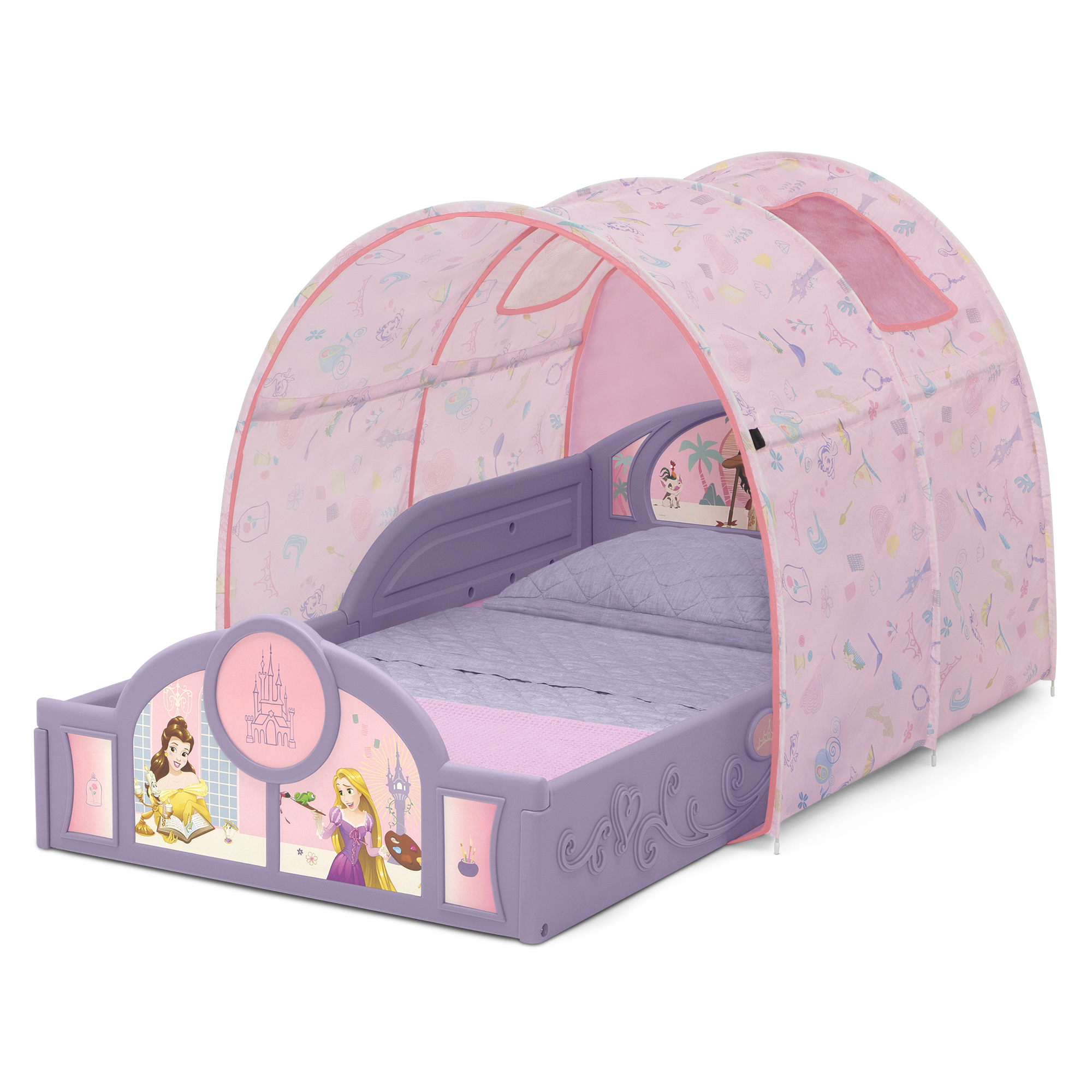 Disney Princess Sleep and Play Toddler Bed with Tent by Delta Children, Purple/Pink - image 3 of 7