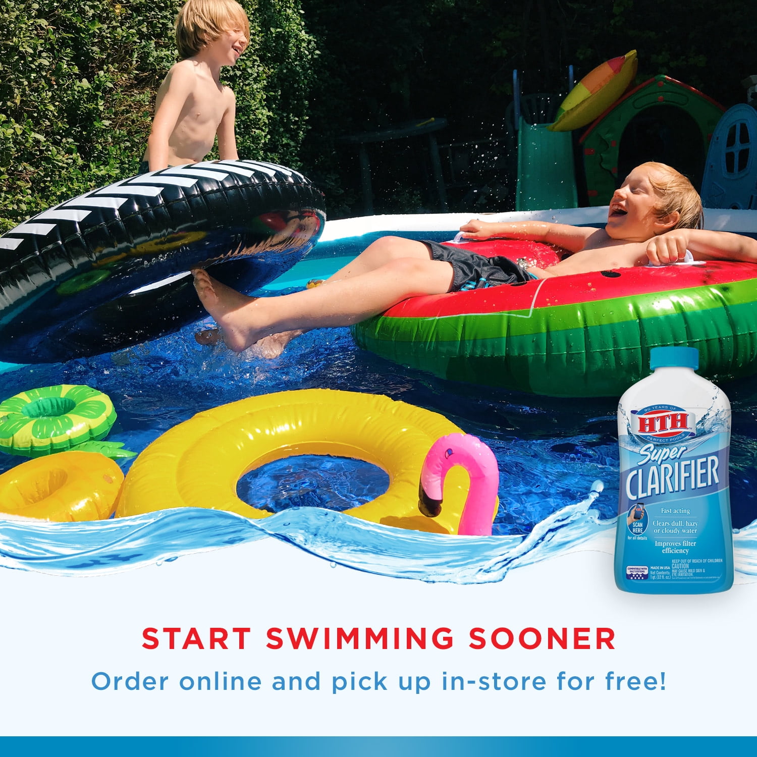 HTH Super Clarifier, Clears Cloudy Water in Swimming Pools, 1 Qt