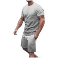 thumbnail image 3 of UVEASISHA Mens Sweat Suit 2 Piece Shorts,Two Piece Tracksuit for Men Fashion Gradient Print Outfits Summer Short Sleeve Muscle Workout Short Sets wiith Pockets and Drawstring Sales Today, 3 of 6