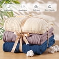 thumbnail image 2 of Exclusivo Mezcla 100% Cotton Muslin King Size Blanket 90"x104",6 Layers Breathable and Lightweight Plum Purple Gauze Blankets, 2 of 7