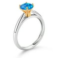 thumbnail image 3 of Gem Stone King 0.30 Ct Round Cabochon Blue Simulated Opal 10K White and Yellow Gold Solitaire Engagement Ring (Size 8), 3 of 4