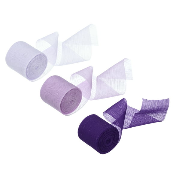 3 Rolls Chiffon Ribbon, 1-1/2 Inch x 5.5 Yard Silk Satin Ribbon, Shinny Silk Ribbon Fabric, Purple Series