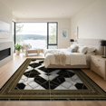 thumbnail image 3 of ODIKA 9'x12' Washable Area Rug Non-Slip, Chair-Friendly Rugblack Contemporary Block Layout Detail Contrast Smalltan Rugsgold for Dining Room, Basement, Large Office, 3 of 7
