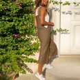 thumbnail image 2 of Ersazi Spring Outfits for Women Women Sleeveless Dungarees Loose Cotton Linen Long Playsuit Party Jumpsuit Workout Pants for Women Gym Brown 5Xl, 2 of 6