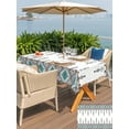 thumbnail image 5 of Outdoor Tablecloths with Umbrella Hole & Zipper, Teal Black Boho 60 x102 Inch Rectangle Tablecloths, Vintage Ethnic Tribe Abstract Art Retro Waterproof Table Cloth, Patio/Pool/Picnic Table Covers, 5 of 8