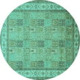 thumbnail image 1 of Ahgly Company Indoor Round Persian Turquoise Blue Traditional Area Rugs, 6' Round, 1 of 4