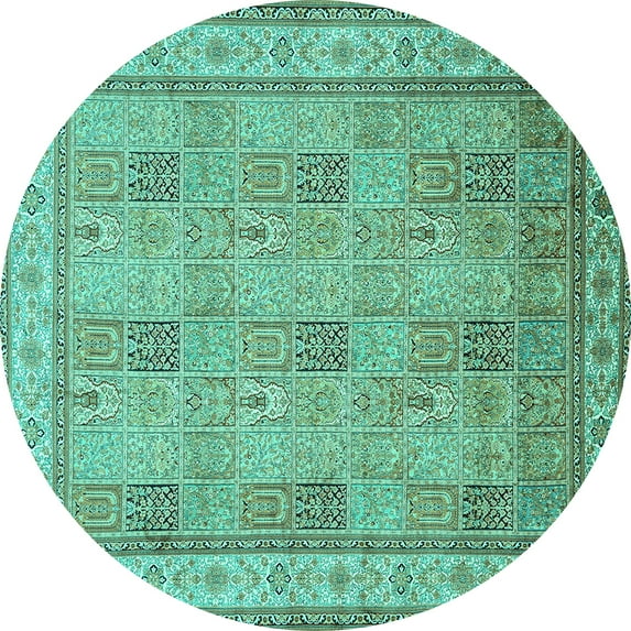 Ahgly Company Indoor Round Persian Turquoise Blue Traditional Area Rugs, 6' Round