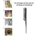 thumbnail image 3 of 3-Row Teasing Comb Detangling Brush Rat Tail Comb Adding Back Coming Hairdressing Combs, 3 of 6
