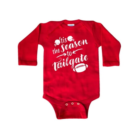 

Inktastic Tis the Season to Tailgate with Helmets and Football Gift Baby Boy or Baby Girl Long Sleeve Bodysuit