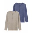 thumbnail image 3 of COOFANDY Men's 2 Pack Henley Shirts Long Sleeve Slim Fit Casual T-Shirt Lightweight Button Soild Basic Tees, 3 of 10