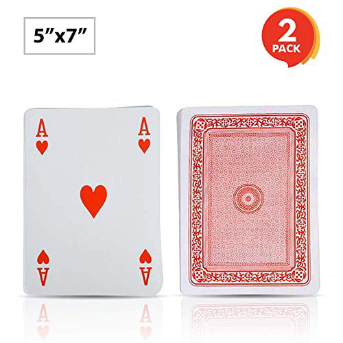 Great Novelty Gift Idea 3 X 5 Gamie Jumbo Playing Cards Deck Huge Casino Game Cards for Kids | Oversized Big Poker Card Set Men Women and Seniors 1 Pack