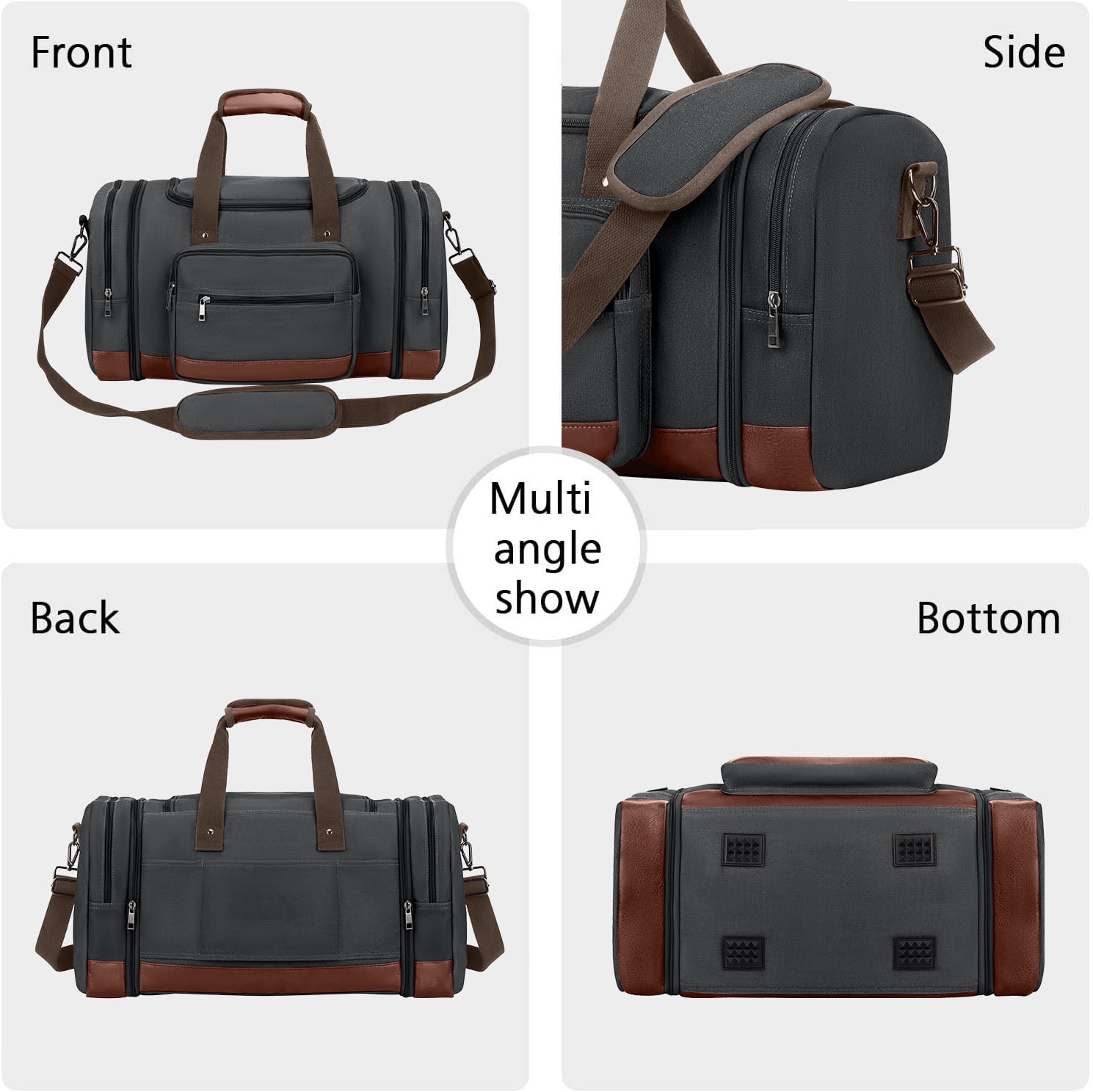 Gynky Duffle Bag for Travel Bag 46L Large Expendable Duffle Bags for Men Weekender Bag with Trolly Sleeve for Business Trip Travel Camp Gym, Black