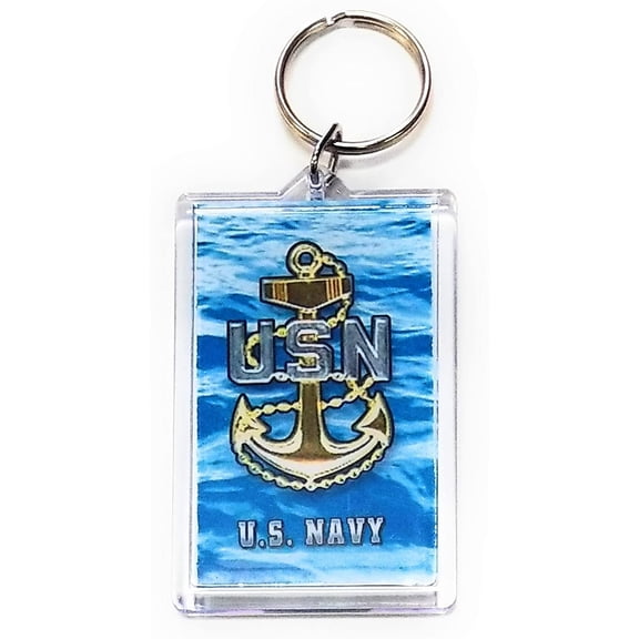 HP Industries Navy 2x3 Acrylic Keychain w/1" Keyring Decal Logo Emblem United States US Military