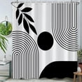thumbnail image 2 of Boho Shower Curtain Mid Century Modern Shower Curtains for Bathroom Black and White Geometric Minimalist Bohemian Waterproof Fabric Bathroom Shower Curtain Set 72x72 Inch, 2 of 6