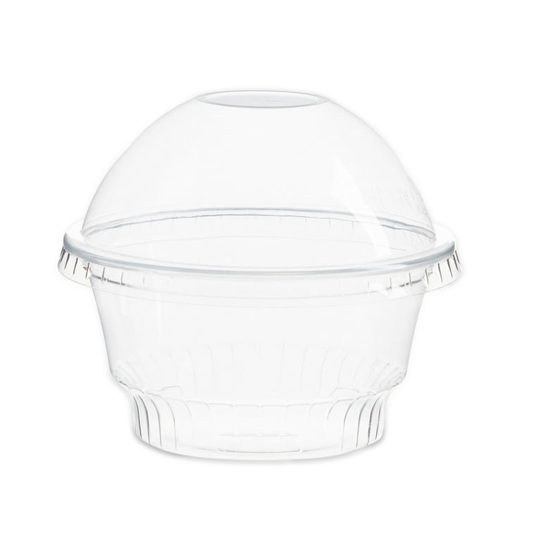 50 Pack 5 oz Clear Plastic Cups with Dome Lids for Ice Cream, Dessert, Mini Snack Bowls, Size: 5 fl oz