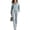 Blue, variant on Women's 2 Piece Tracksuit Set Half Zip Collared Top Contrast Stripe Elastic Waist Wide Leg Pants Loose Fit Relaxed Comfortable Casual Outfit for Fall Winter Everyday Wear Sky Blue_#1 XXL