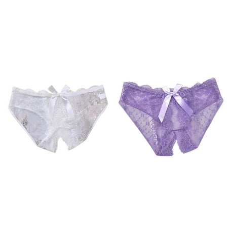 2-Pack Lace Low Waisted Underwear For Women With High Value Be Careful Of Machine Opening Crotch Triangle Pants Boy Cut Underwear Women Silk Thongs for Women Panties Women Pack Womens Underwear