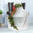 thumbnail image 4 of Christmas Soft Flannel Fleece Throw Blanket, Coniferous Tree Ornament with Customary Bells and Baubles Hanging Xmas Corner, Cozy Plush for Indoor and Outdoor Use, 50" x 70", Multicolor, by Ambesonne, 4 of 5