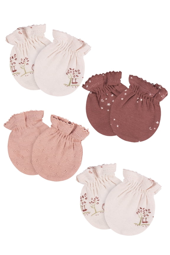 Baby Boy or Girl Unisex Mittens, 4-Pack, Sizes 0-3 Months