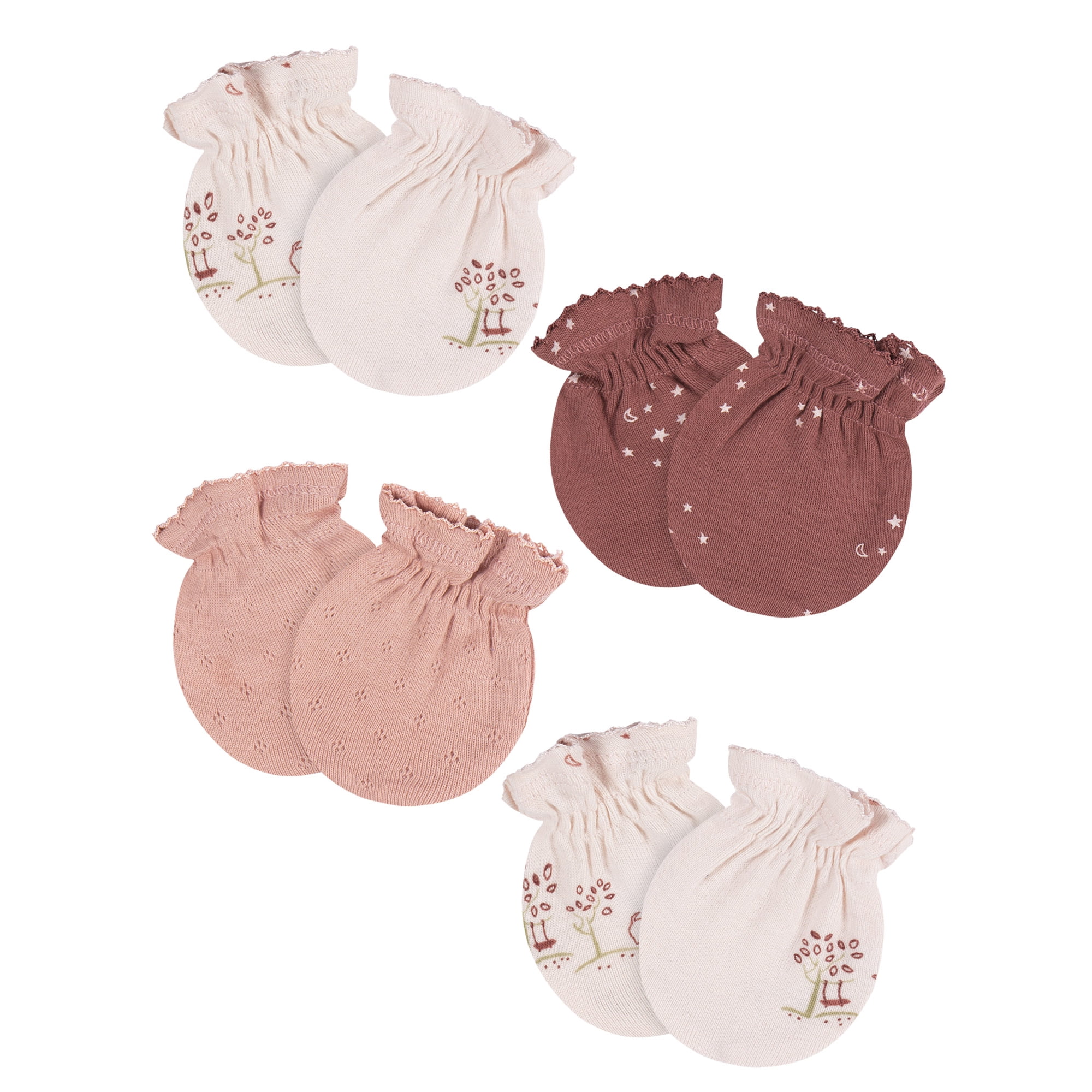 Gerber Baby Boy or Girl Unisex Mittens, 4-Pack, Sizes 0-3 Months