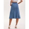thumbnail image 4 of DARING DIVA Women's Denim Ruffle Below Knee Fishtail Jean Skirts Medium Light Blue, 4 of 7