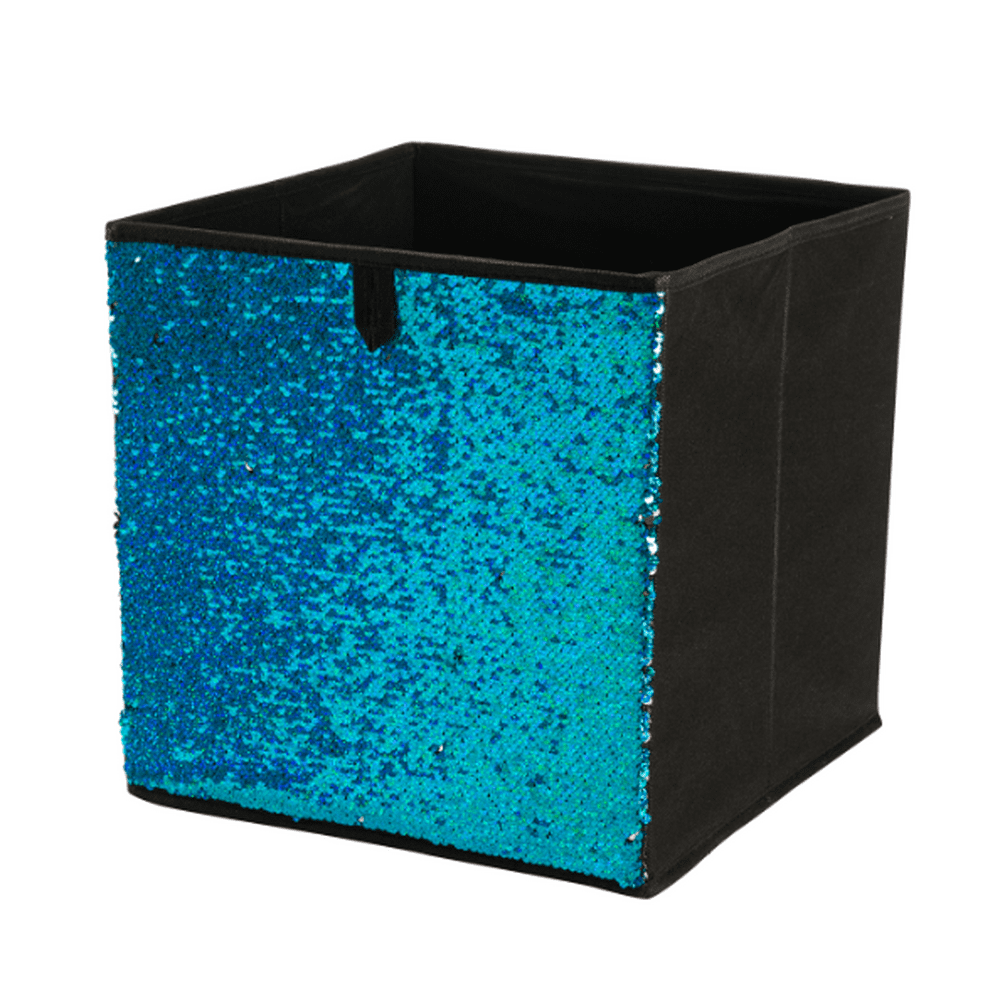 Neu Home Reversible Sequin Storage Cube in Blue/Silver