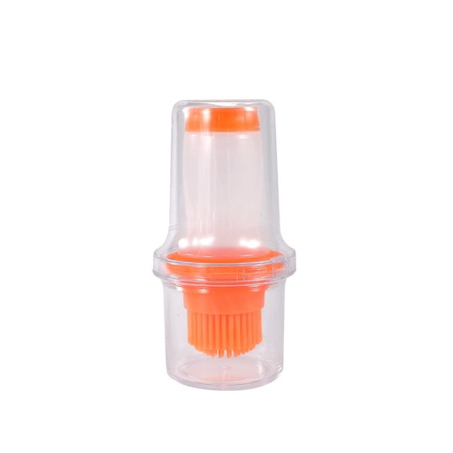 Oil Brush Food Grade Silicone Oil Bottle with Lid and Brush High-Temperature Resistant Extruded BBQ Barbecue Oil Applicator(Orange Color,1-Piece) Rkxzt